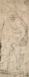 Desnudo masculino, estudio de Miguel Ángel. Gabinetto dei Disegni e delle Stampe, Galería Uffizi, Florencia